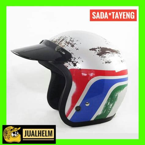 Jual Helm Retro Sada Tayeng Putih Glossy Helm Classic Helm Klasik