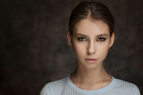 Face Women Model Portrait Simple Background Long Hair Photography Singer Maxim Maximov