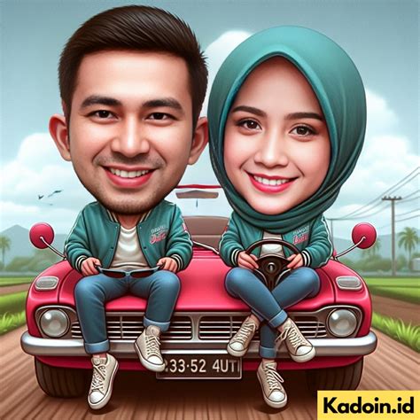 Jual Jasa Edit Karikatur Naik Mobil Untuk Kado Ulang Tahun Wisuda