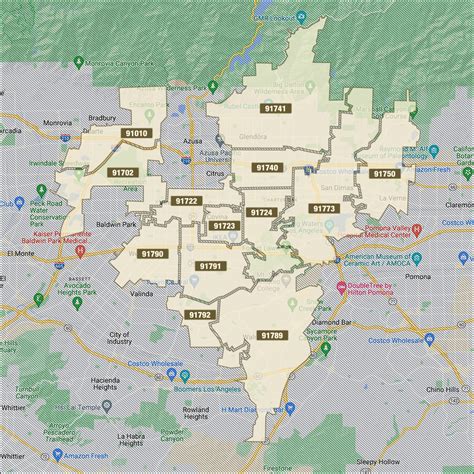 San Gabriel Valley Zip Code Map - Connie Celestina