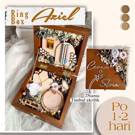 Jual Ring Box Aziel Kotak Cincin Kayu Coklat Lamaran Nikah Wedding