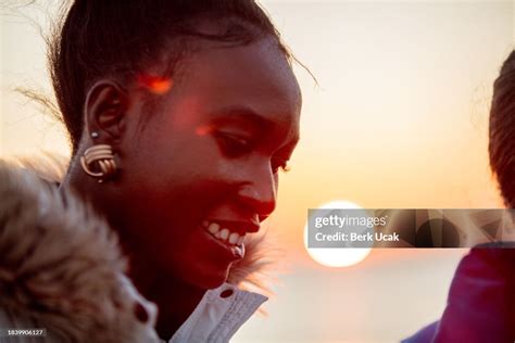 Beautiful Curly Haired Black Woman Portrait With Beautiful Smile High