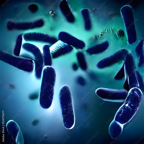 Escherichia Coli E Coli Cells Or 3d Bacteria Under Microscope Illustration Stock Adobe Stock