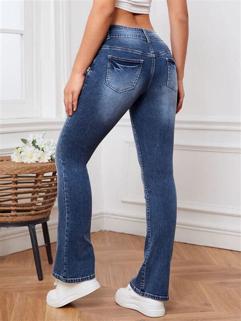 SHEIN EZwear Slant Pocket Flare Leg Jeans SHEIN USA