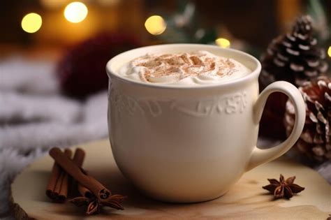 Hot Chocolate Whipped Cream Cinnamon Premium AI Generated Image