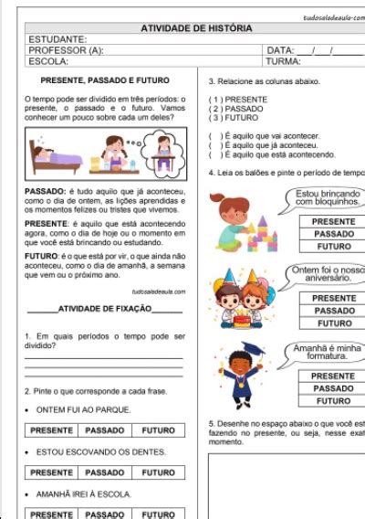 Atividade Linha Do Tempo 1 Ano - Atividade de história períodos do tempo 1º e 2º ano fundamental – Artofit