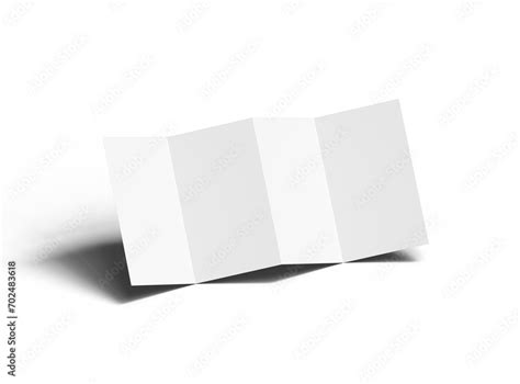 Blank 4-panel accordion fold brochure render on transparent background ...