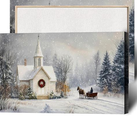 AAzaqTin Vintage Countryside Nature Landscape Canvas Wall Art Christmas