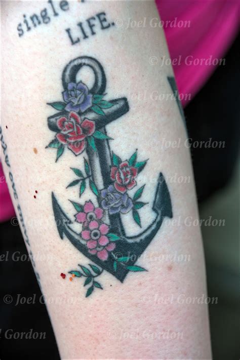 Anchor Tattoos With Flowers