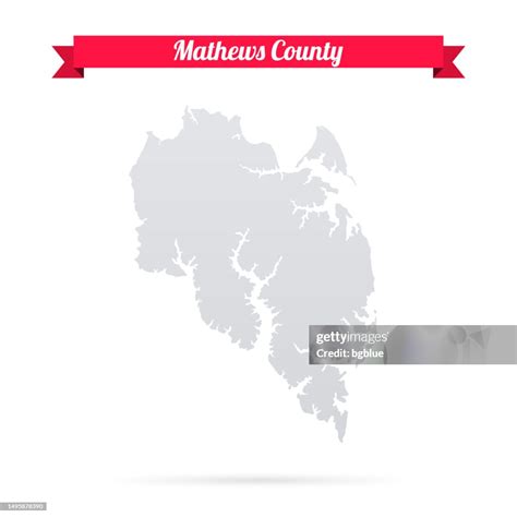 Mathews County Virginia Map On White Background With Red Banner High