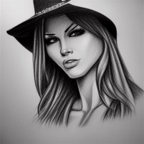 Realistic Drawing Of A Sexy Cowgirl · Creative Fabrica