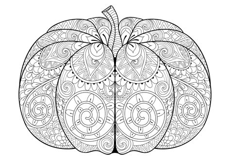 Complex coloring of a large pumpkin - Halloween Coloring Pages for