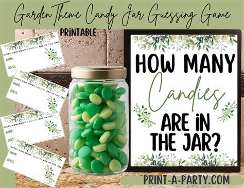 Garden Wedding Bridal Shower Candy Jar Guessing Game How Many Candies