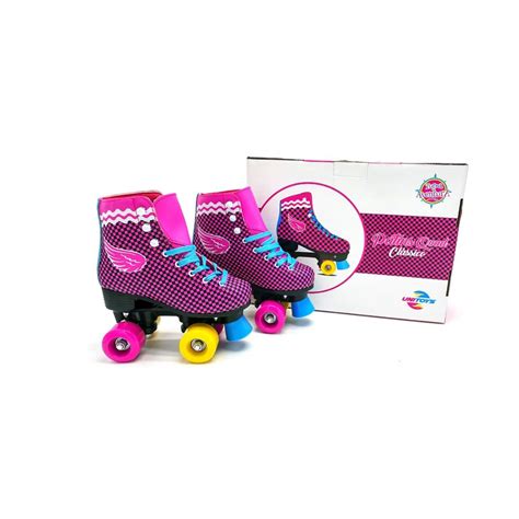 Patins Quad Clássico Rosa Xadrez Tamanho 38 Unitoys no Shoptime