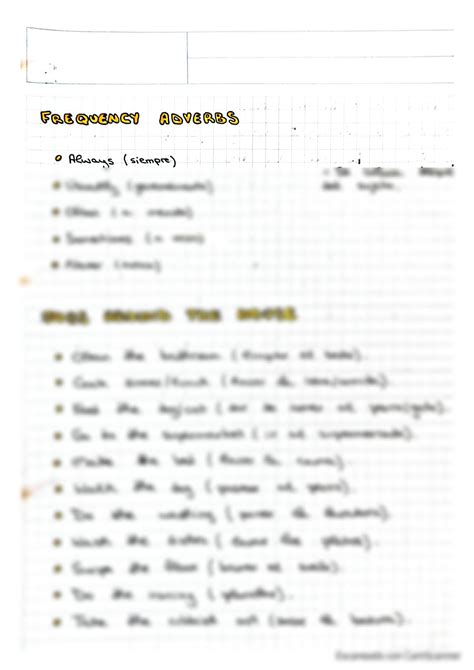 Solution Adverbios De Frecuencia En Ingl S Y Vocabulario De Las Tareas