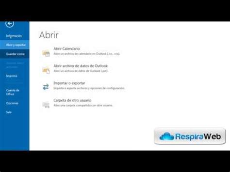 Como Hacer Respaldo De Correo Pop En Outlook Archivo Pst Youtube