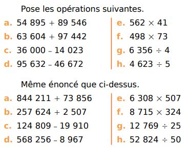 Marin orientation Pensée exercices 4 opérations à imprimer Pôle Facile