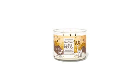 Snowy Peach Berry Three Wick Candle Bath And Body Works Holiday Candles