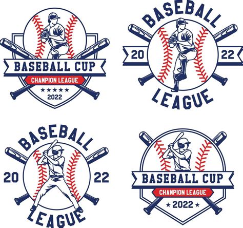 Set Logo Of Hand Drawn Baseball Emblems Of Teams And Competitions Badge