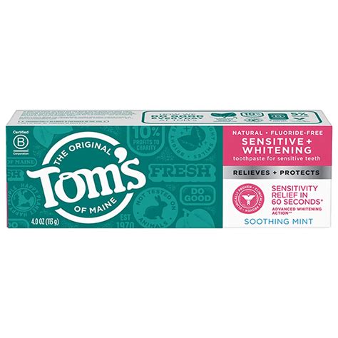 Tom's of Maine Sensitive + Whitening Toothpaste - Soothing Mint - Shop Toothpaste at H-E-B