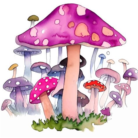 Premium Vector Cute Watercolor Mushrooms Painting