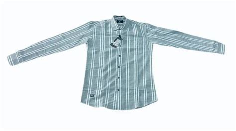 Vertical Stripes Poly Cotton Striped Men Shirt Full Sleeves Party At