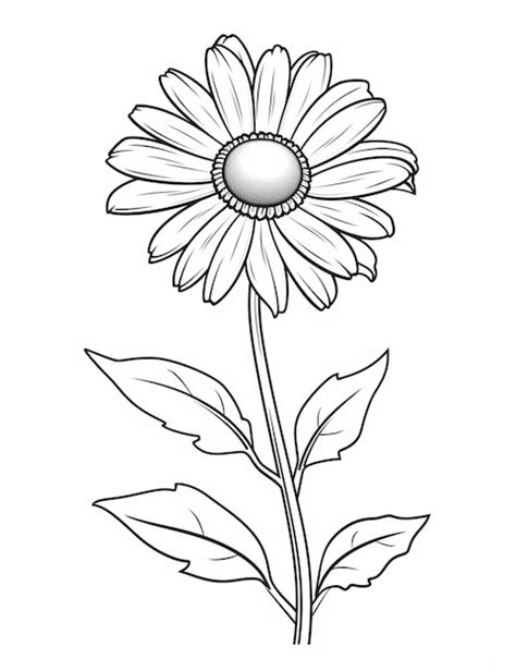 Premium Photo | A drawing of a daisy flower with leaves on a white ...