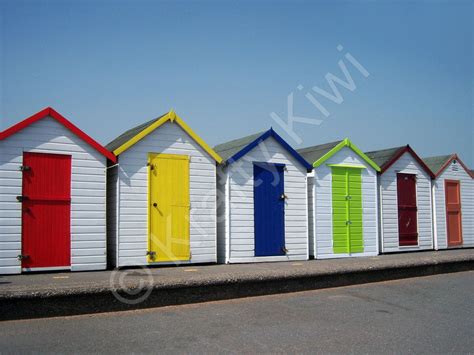 Colourful Beach Huts At Preston Sands Near Paignton Devon