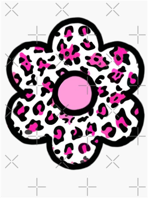 Pink Y2k Cheetah Print Flower Sticker For Sale By Skinnyart Redbubble