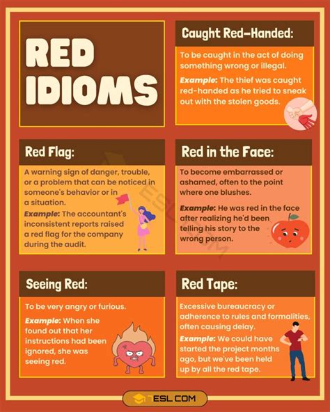 Red Idioms Common Idioms Related To Red In English Esl