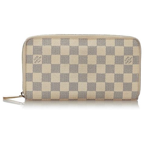 Louis Vuitton White Damier Azur Zippy Geldb Rse Wei Blau Leinwand Ref