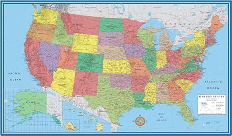 24x36 United States, USA Classic Elite Wall Map Laminated: Amazon.ca ...