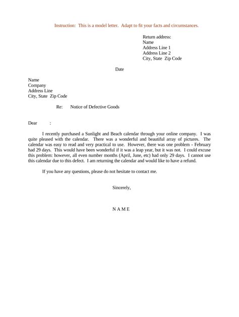 Sample Complaint Letter For Defective Product Fill Out And Sign Online Dochub