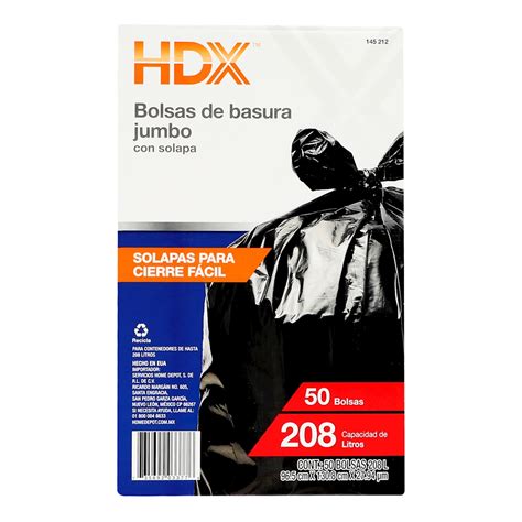 Bolsa De Basura Jumbo Negra De L Hdx Piezas The Home Depot