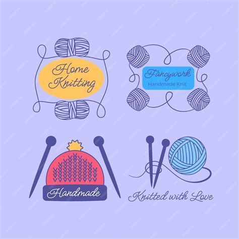 Premium Vector Hand Drawn Knitting Logo Template