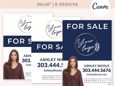 For Sale Sign X Navy Canva Real Estate For Sale Sign Template