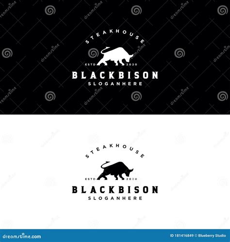 Bison Bull Búfalo Angus Silhouette Steak House Vintage Retro Logo