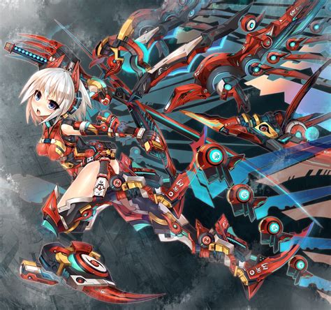 Pixiv Anime Girls Blue Eyes Blonde Science Fiction Women Mamuru Science Fiction Mecha