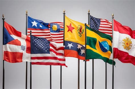 Banderas de diferentes países incluidos los Estados Unidos América