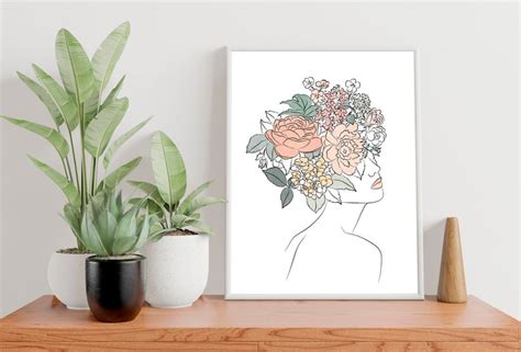 Minimalist Female Line Drawing Printable Wall Art Modern Line Art