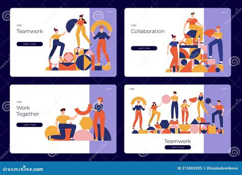 Teamwork Geometric Shapes Vector Illustration