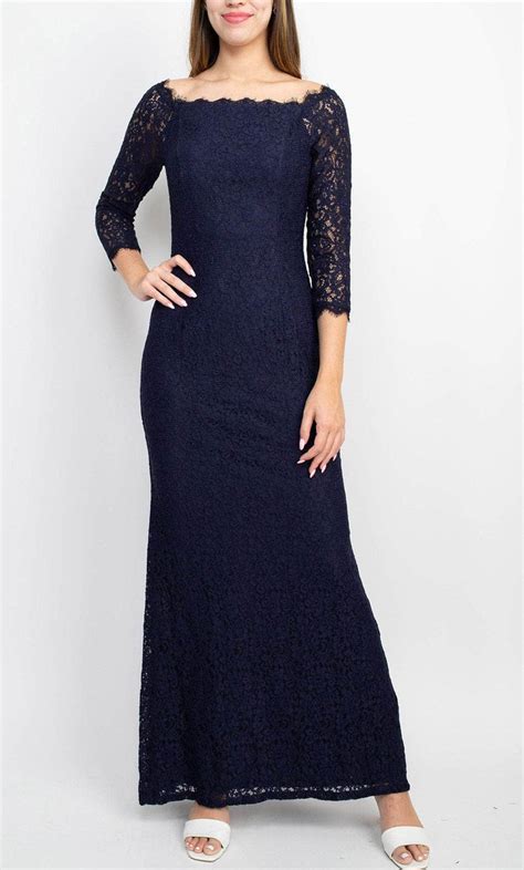 adrianna papell ape straight  neck lace evening dress