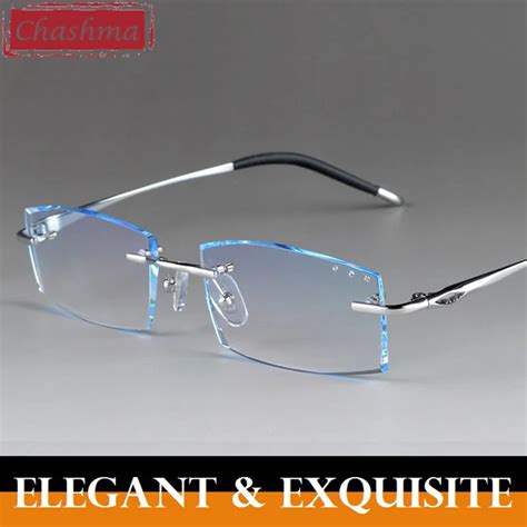 Chashma Titan Diamonds Cutting Prescription Glasses Male Silver Frame Blue Lenses Myopia Glasses ...