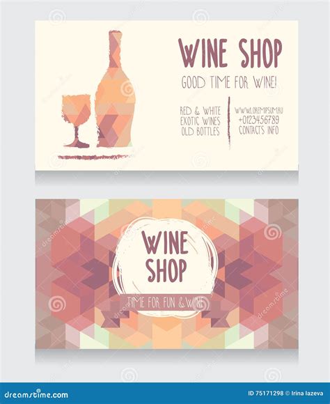 Template For Wine Shop Business Card Stock Vector Illustration Of