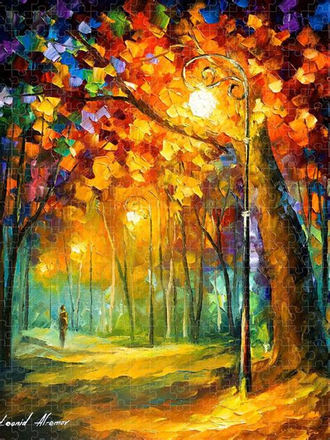 Single Night Palette Knife Oil Painting On Canvas By Leonid Afremov