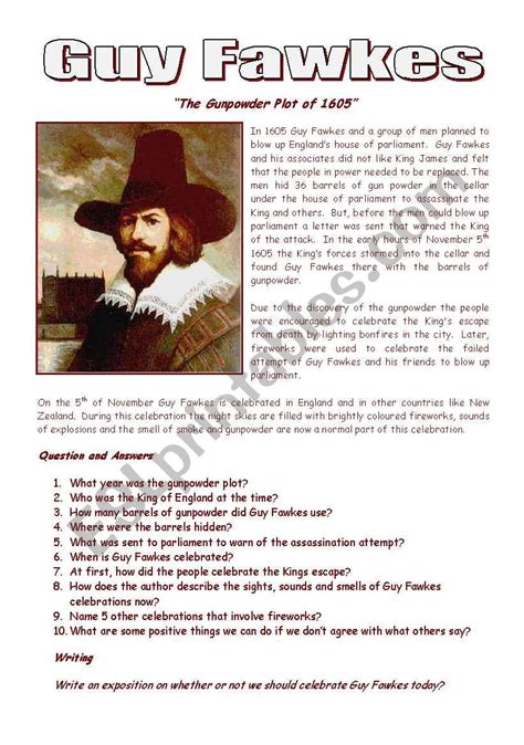 Guy Fawkes Esl Worksheet By Koolah101 Guy Fawkes Vocabulary Worksheets Guys