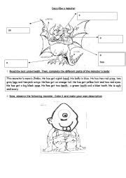 Describe A Monster Esl Worksheet By Emilie