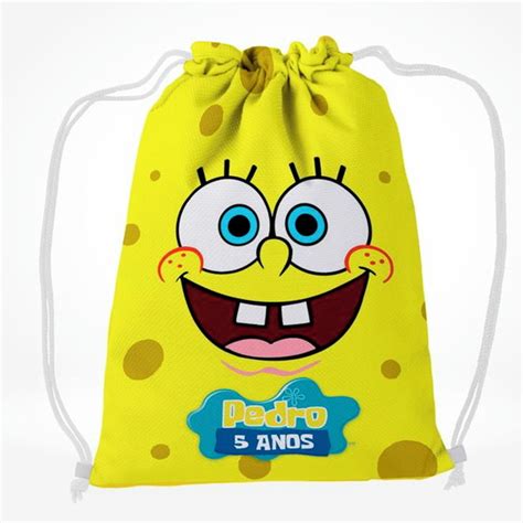 Bob Esponja De Costa - Mochila Mochilinha Sacola de Costa Bob Esponja 02 | Elo7