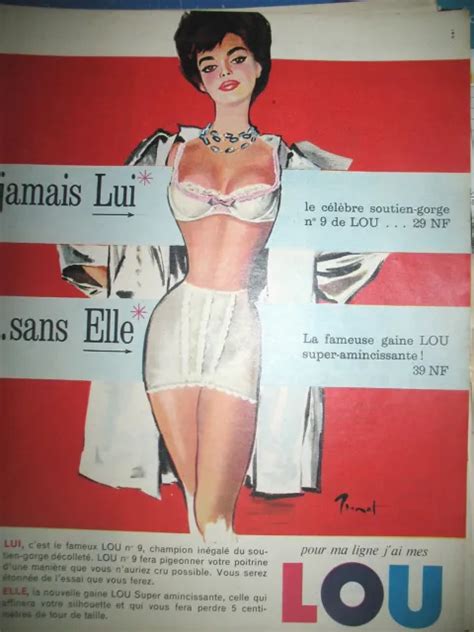 PUBLICITE DE PRESSE Lou Soutien Gorge Gaine Illustration Brenot French