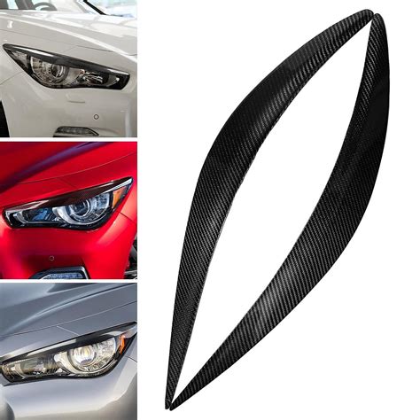 Carbon Fiber Headlight Eyelid Trim Cover Headlamp Eyebrow Trim Cover